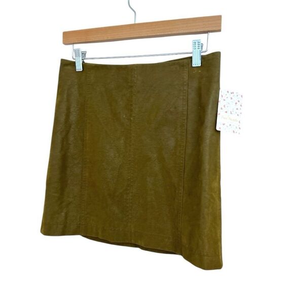 Free People Tobacco Brown Modern Femme Vegan Suede Mini Skirt, Size 4, NWT - Picture 3 of 9